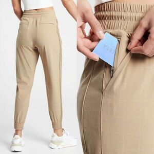 Athleta Brooklyn Textured Jogger Windowpane Taupe Size 22